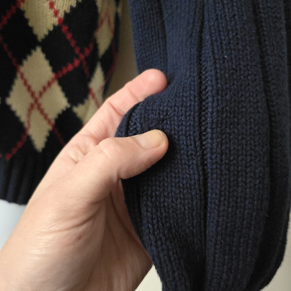 Vintage Izod Women’s M Diamond Argyle Knit Cardigan Preppy Academia Clueless - Picture 4 of 12